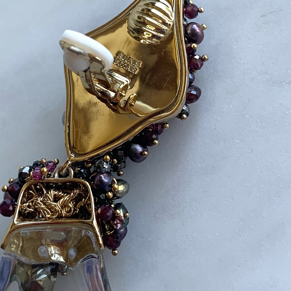 Alexis Bittar Coveteur Huge Hand Lucite pearls Gemstones One Statement Earring - Picture 12 of 16